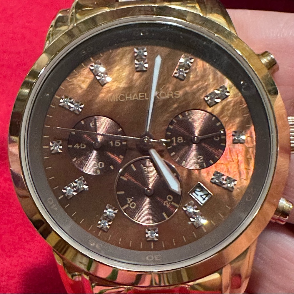 Michael Kors Rose Gold Iridescent Mother of Pearl w/ Swarovski Watch MK5415